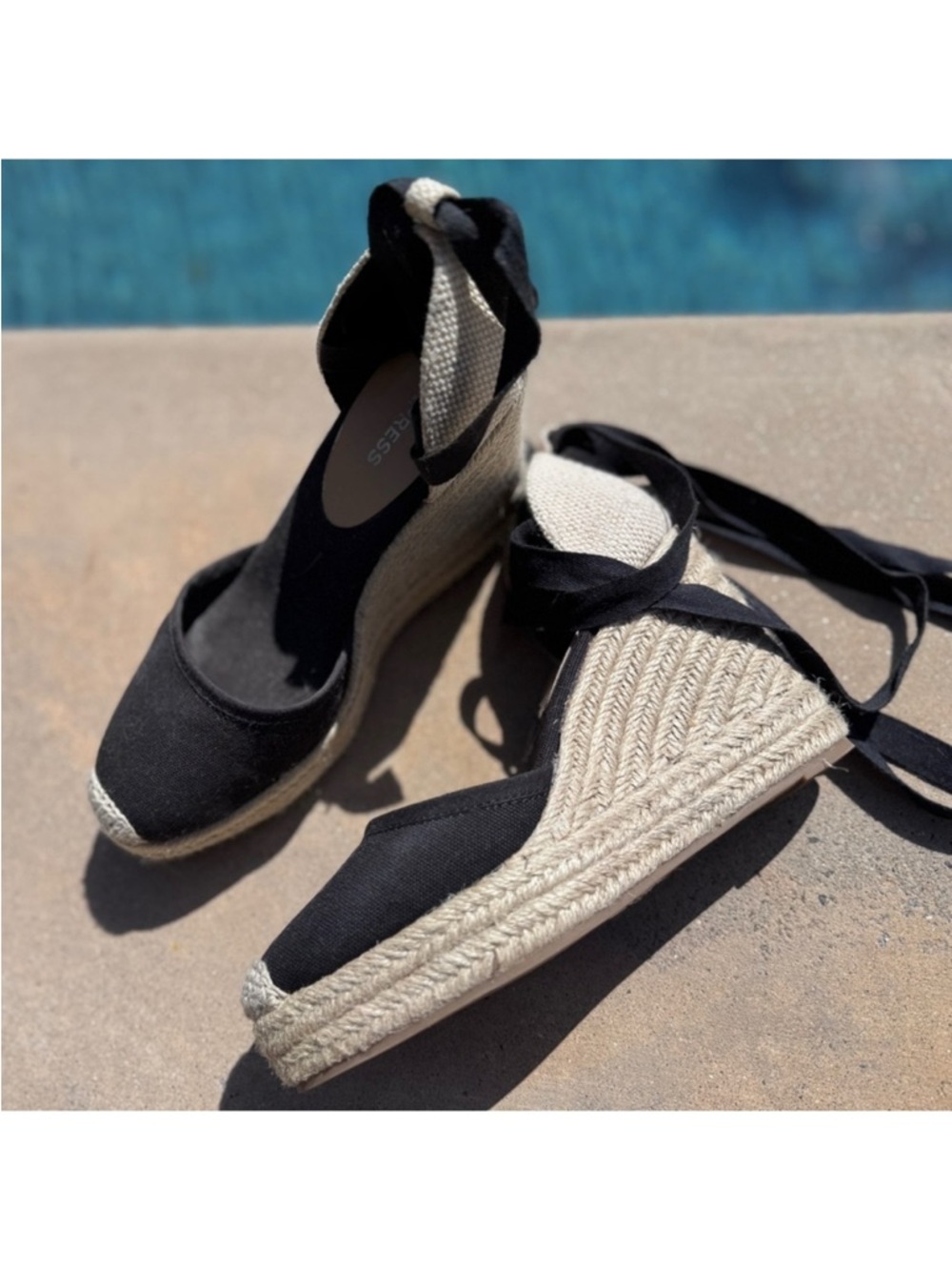 Express Black Espadrille Wedge Lace-Up Sandals